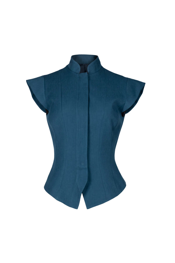 Paloma High-Neck Cap-Sleeve Top 501565 COB - Reina Diaz