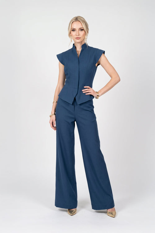 Paloma High-Neck Cap-Sleeve Top 501565 COB - Reina Diaz