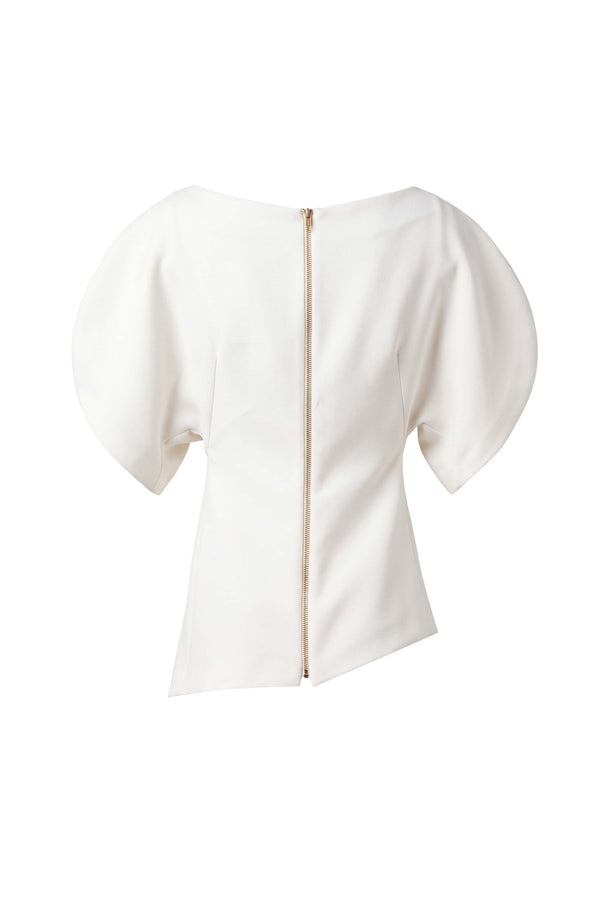 Paola Asymmetric Puff-Sleeve Ivorette Top 501572 HUE - Reina Diaz