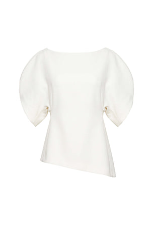 Paola Asymmetric Puff-Sleeve Ivorette Top 501572 HUE - Reina Diaz
