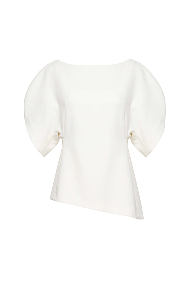 Paola Asymmetric Puff-Sleeve Ivorette Top 501572 HUE - Reina Diaz