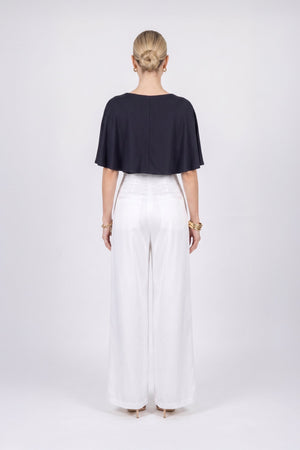 Paulina Cape Overlay Sleeveless Blusa 554308 NEG - Reina Diaz