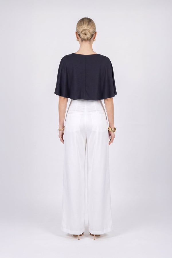 Paulina Cape Overlay Sleeveless Blusa 554308 NEG - Reina Diaz