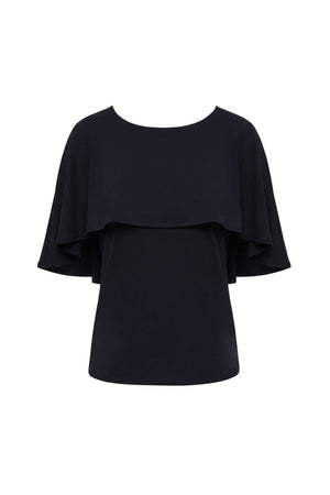Paulina Cape Overlay Sleeveless Blusa 554308 NEG - Reina Diaz