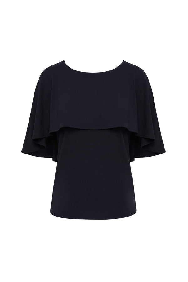 Paulina Cape Overlay Sleeveless Blusa 554308 NEG - Reina Diaz