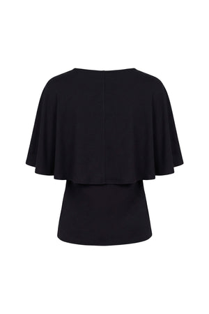Paulina Cape Overlay Sleeveless Blusa 554308 NEG - Reina Diaz