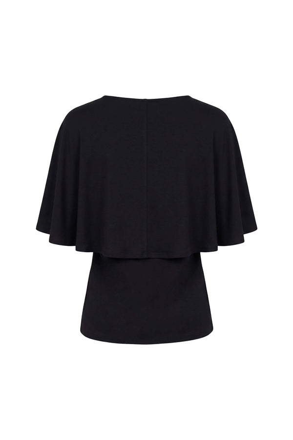 Paulina Cape Overlay Sleeveless Blusa 554308 NEG - Reina Diaz