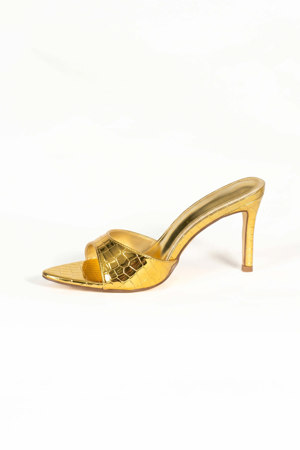Paulina Metallic Croc High Stiletto Mules ZA02393 DOR - Reina Diaz