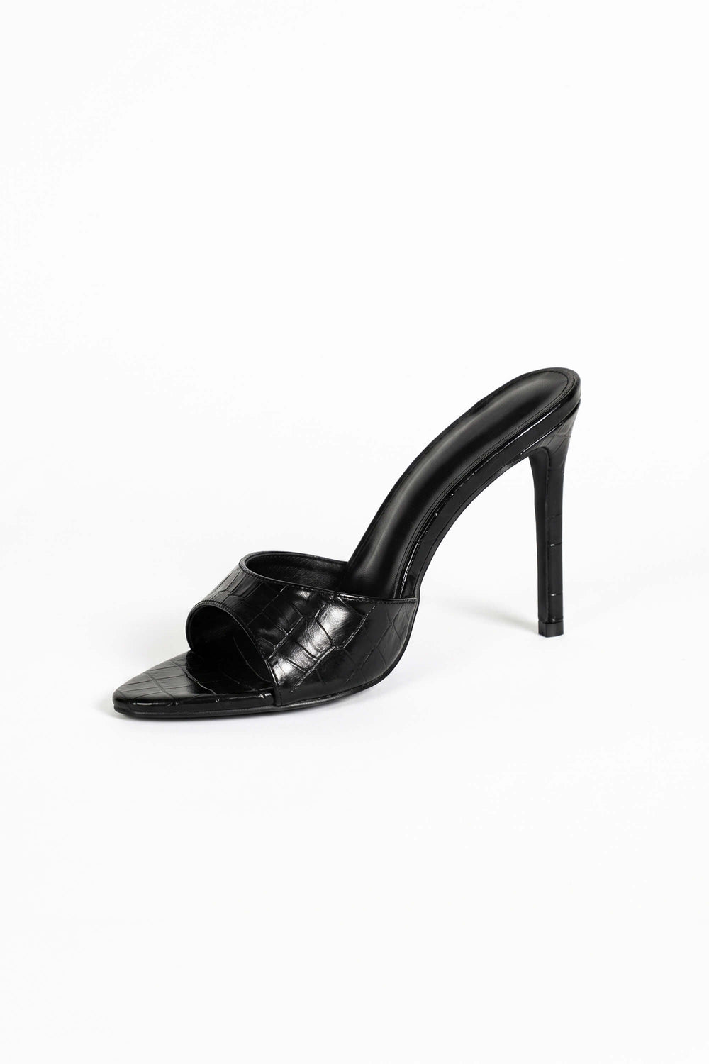 Paulina Metallic Croc High Stiletto Mules ZA02393 NEG - Reina Diaz
