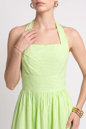 Paulina Striped Halter Midi Vestido 723159 VER - Reina Diaz