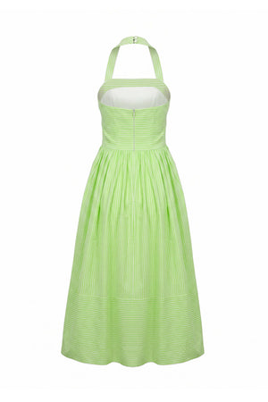 Paulina Striped Halter Midi Vestido 723159 VER - Reina Diaz
