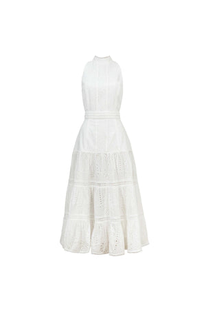 Positano Embroidered Halter Midi Dress - Reina Diaz
