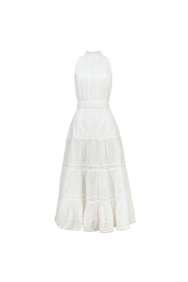Positano Embroidered Halter Midi Dress - Reina Diaz