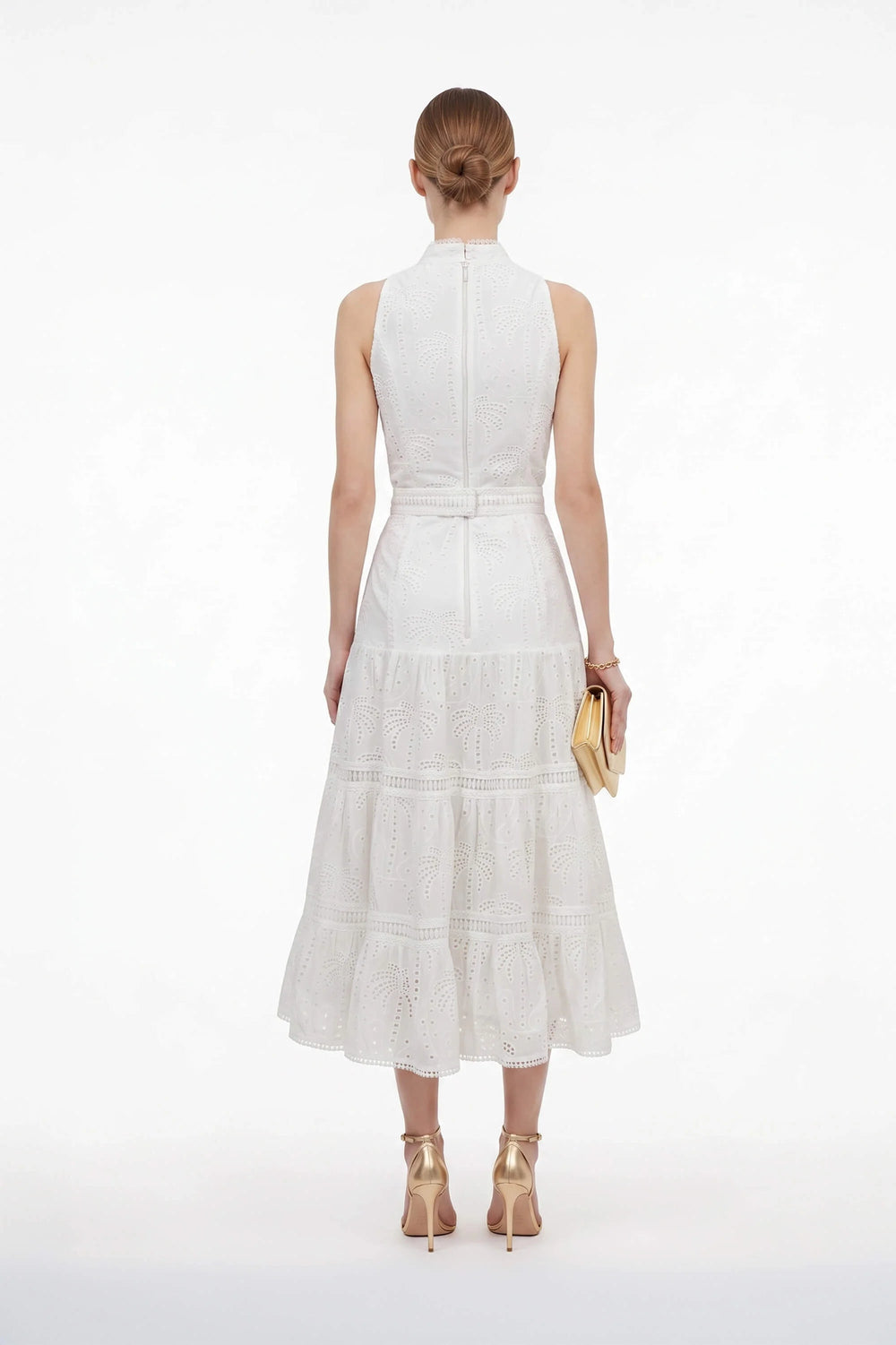 Positano Embroidered Halter Midi Dress - Reina Diaz