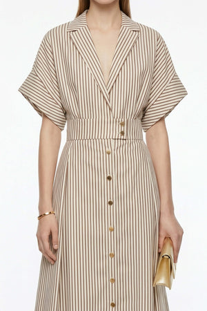 Positano Striped Tech - Polyamide Midi Shirt Dress - Reina Diaz