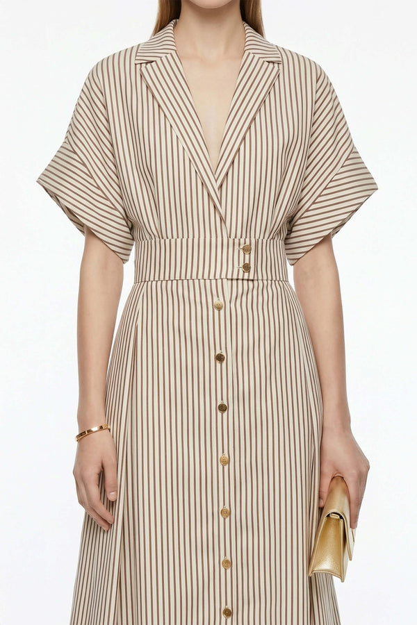 Positano Striped Tech - Polyamide Midi Shirt Dress - Reina Diaz