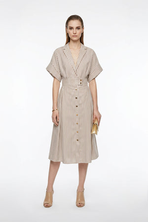 Positano Striped Tech - Polyamide Midi Shirt Dress - Reina Diaz