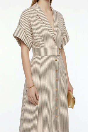 Positano Striped Tech - Polyamide Midi Shirt Dress - Reina Diaz