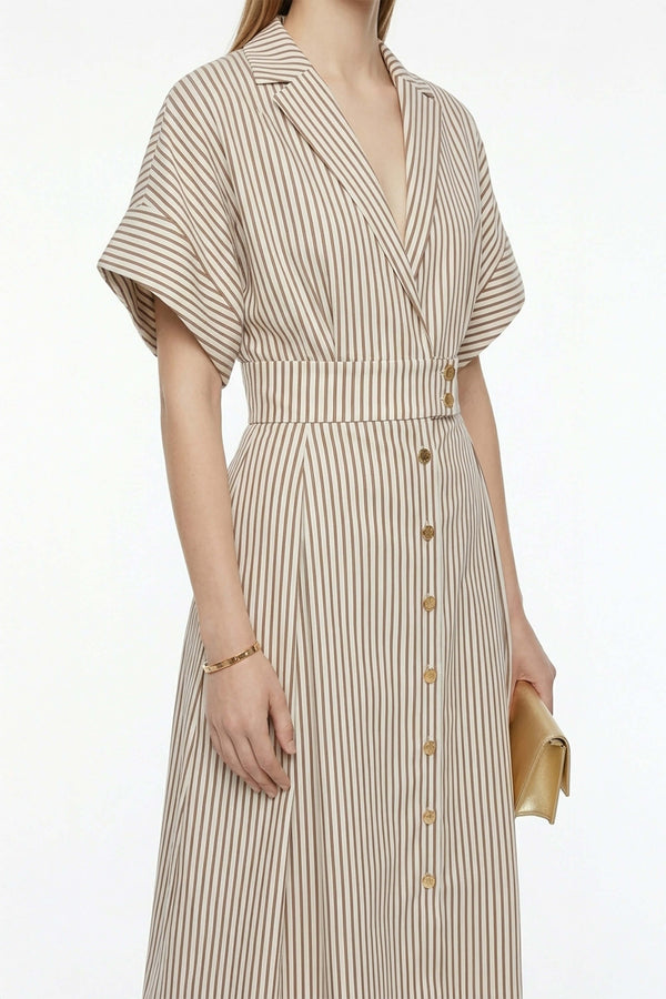 Positano Striped Tech - Polyamide Midi Shirt Dress - Reina Diaz