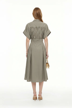 Positano Striped Tech - Polyamide Midi Shirt Dress - Reina Diaz