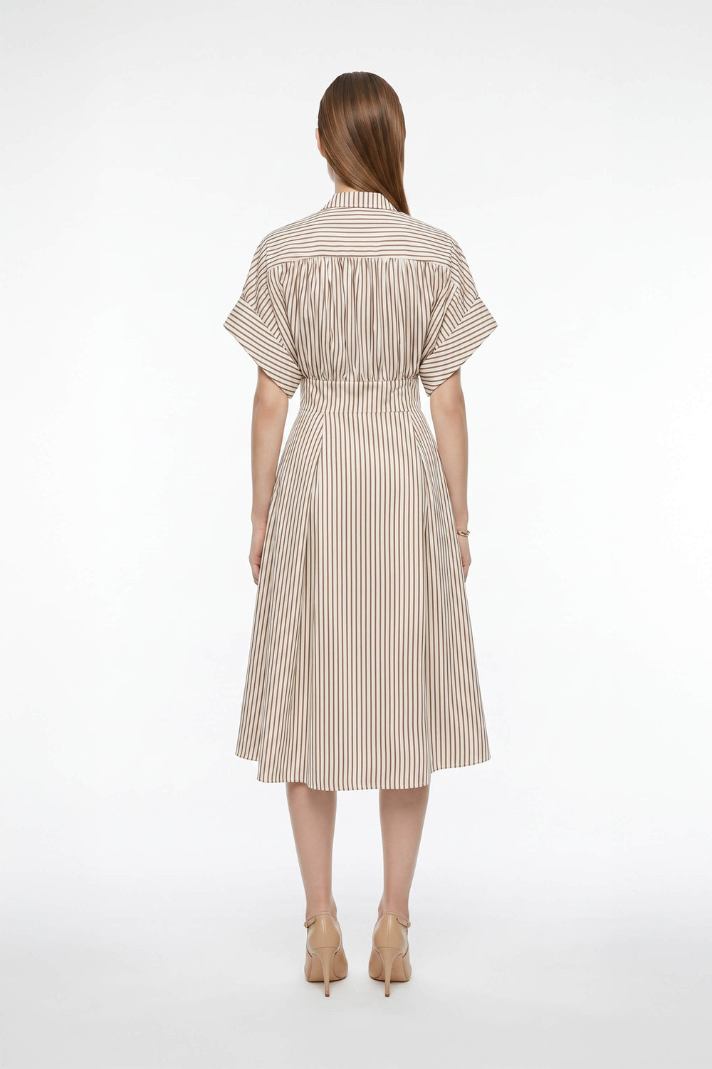 Positano Striped Tech - Polyamide Midi Shirt Dress - Reina Diaz
