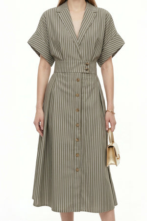 Positano Striped Tech - Polyamide Midi Shirt Dress - Reina Diaz