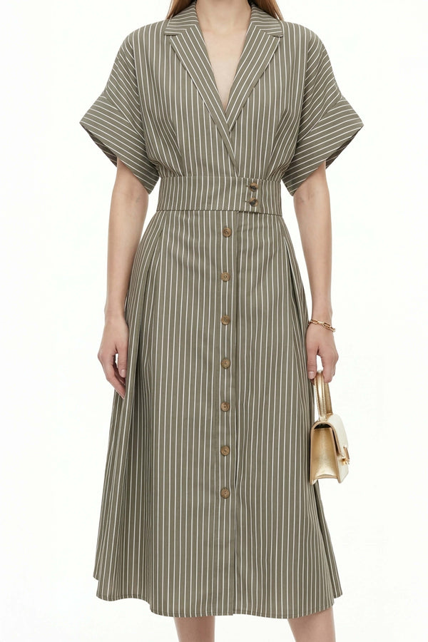 Positano Striped Tech - Polyamide Midi Shirt Dress - Reina Diaz