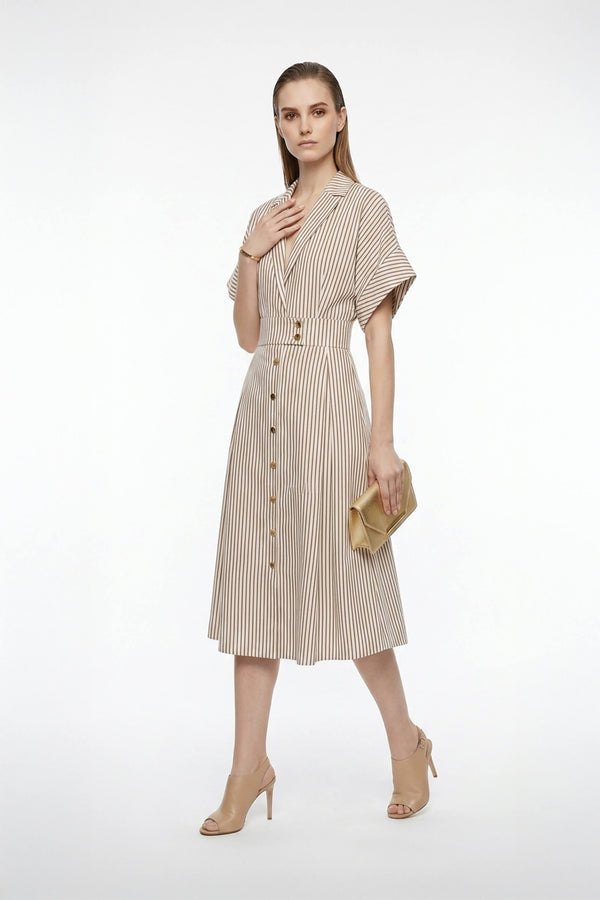 Positano Striped Tech - Polyamide Midi Shirt Dress - Reina Diaz