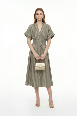 Positano Striped Tech - Polyamide Midi Shirt Dress - Reina Diaz