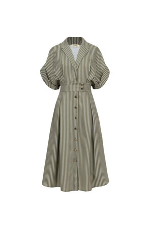 Positano Striped Tech - Polyamide Midi Shirt Dress - Reina Diaz