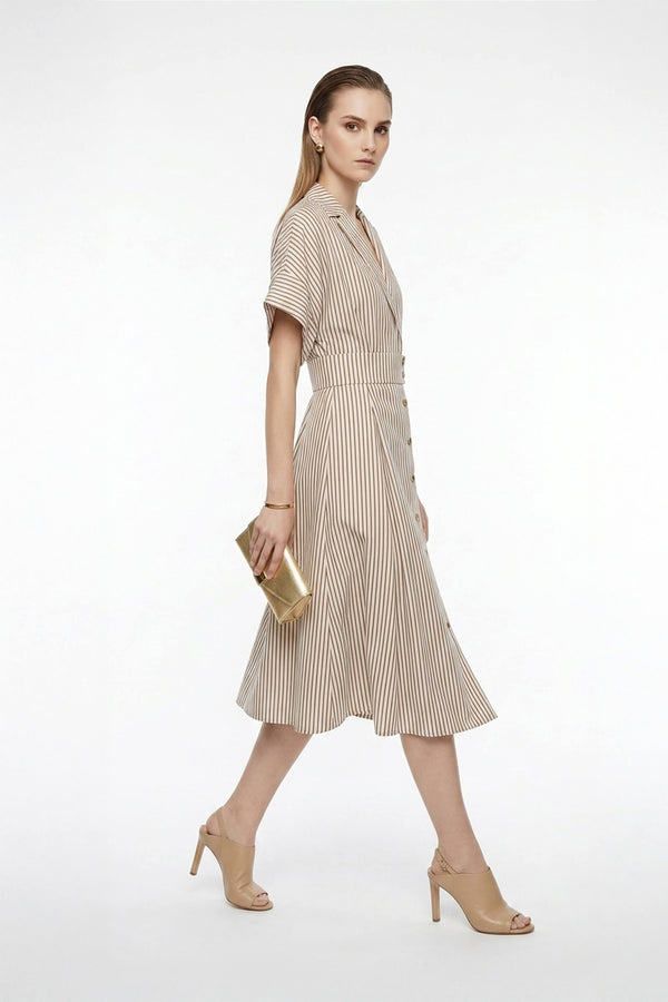 Positano Striped Tech - Polyamide Midi Shirt Dress - Reina Diaz