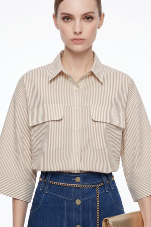 Rebeca Striped Oversize Blusa - Reina Diaz