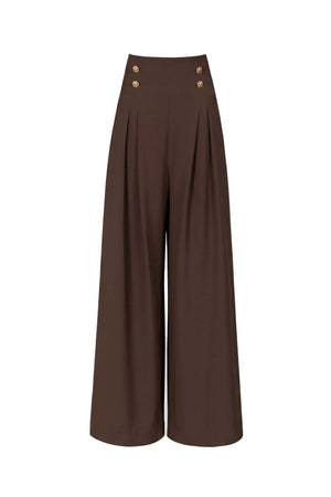 Renata Button Detail Wide-Leg Pantalón 532162 CAF - Reina Diaz