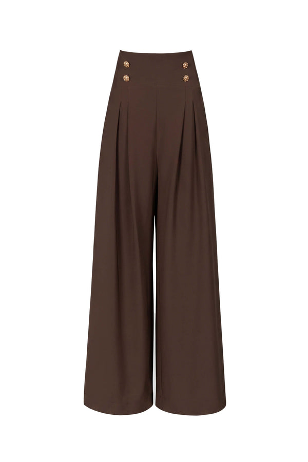 Renata Button Detail Wide-Leg Pantalón 532162 CAF - Reina Diaz