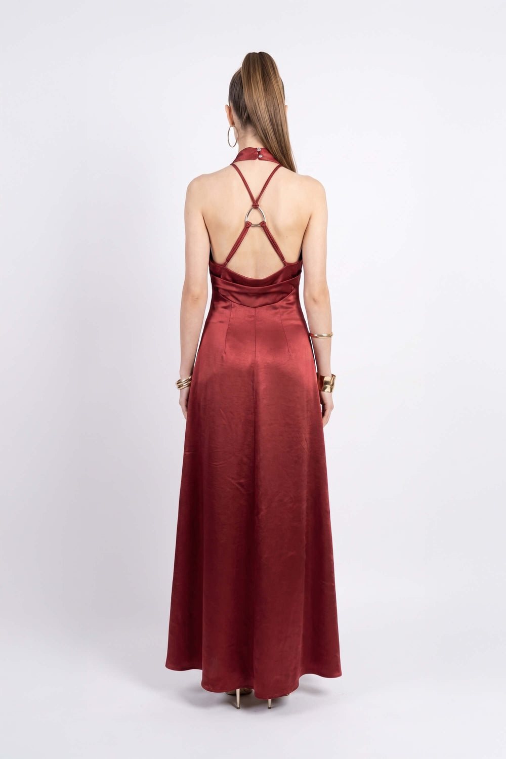 Renata Halter Cowl-Neck Maxi Vestido 526261 WIN - Reina Diaz