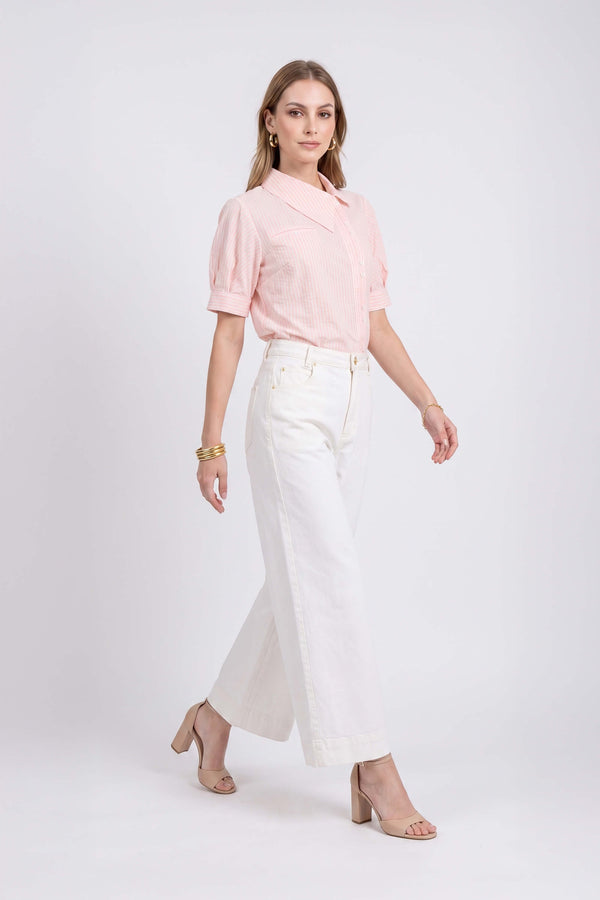 Renata High-Waist Wide-Leg Pantalón 731148 BCO - Reina Diaz