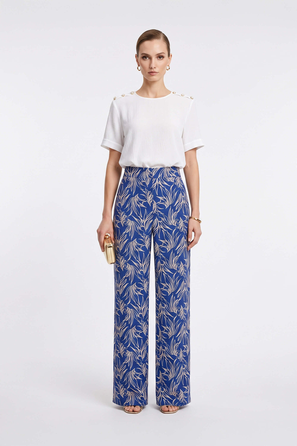 Renata Pleated High-Waist Wide-Leg Pantalón 731163 - Reina Diaz