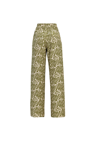Renata Pleated High-Waist Wide-Leg Pantalón 731163MAR/MOC/OLI/VIN - Reina Diaz