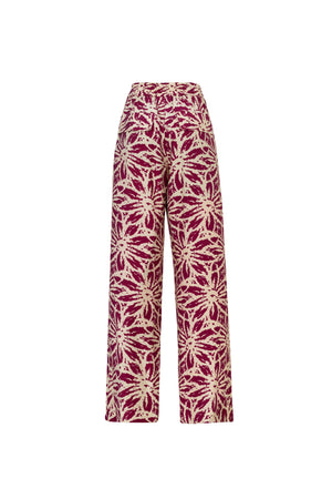 Renata Pleated High-Waist Wide-Leg Pantalón 731163MAR/MOC/OLI/VIN - Reina Diaz