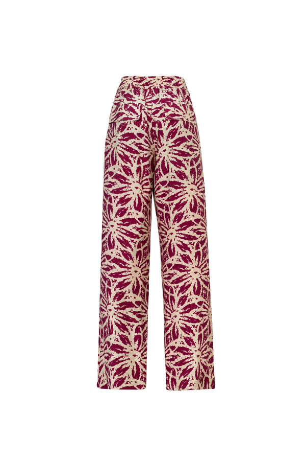 Renata Pleated High-Waist Wide-Leg Pantalón 731163MAR/MOC/OLI/VIN - Reina Diaz