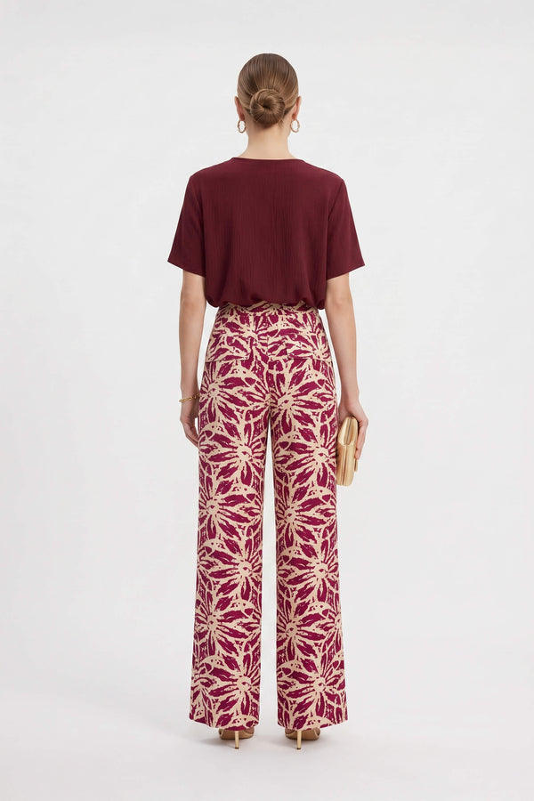 Renata Pleated High-Waist Wide-Leg Pantalón 731163MAR/MOC/OLI/VIN - Reina Diaz