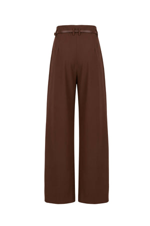 Romina Belted High-Waist Wide-Leg Pantalón 532169 CAF - Reina Diaz