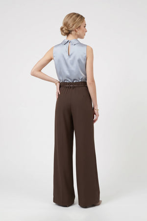 Romina Belted High-Waist Wide-Leg Pantalón 532169 CAF - Reina Diaz