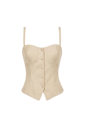 Romina Button-Front Corset Crop Top 501557 ARE - Reina Diaz