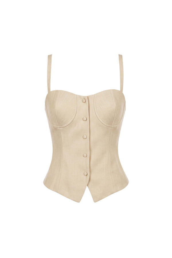 Romina Button-Front Corset Crop Top 501557 ARE - Reina Diaz