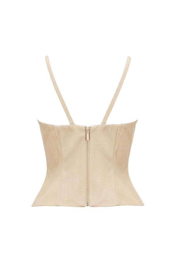 Romina Button-Front Corset Crop Top 501557 ARE - Reina Diaz