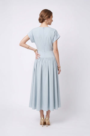 Romina Front-Bow Cutout Midi Vestido 526320 AZU - Reina Diaz