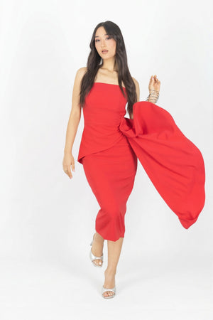 Ryleigh Strapless Midi Vestido - Reina Diaz