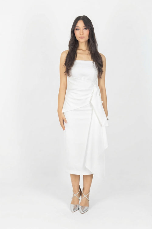 Ryleigh Strapless Midi Vestido - Reina Diaz