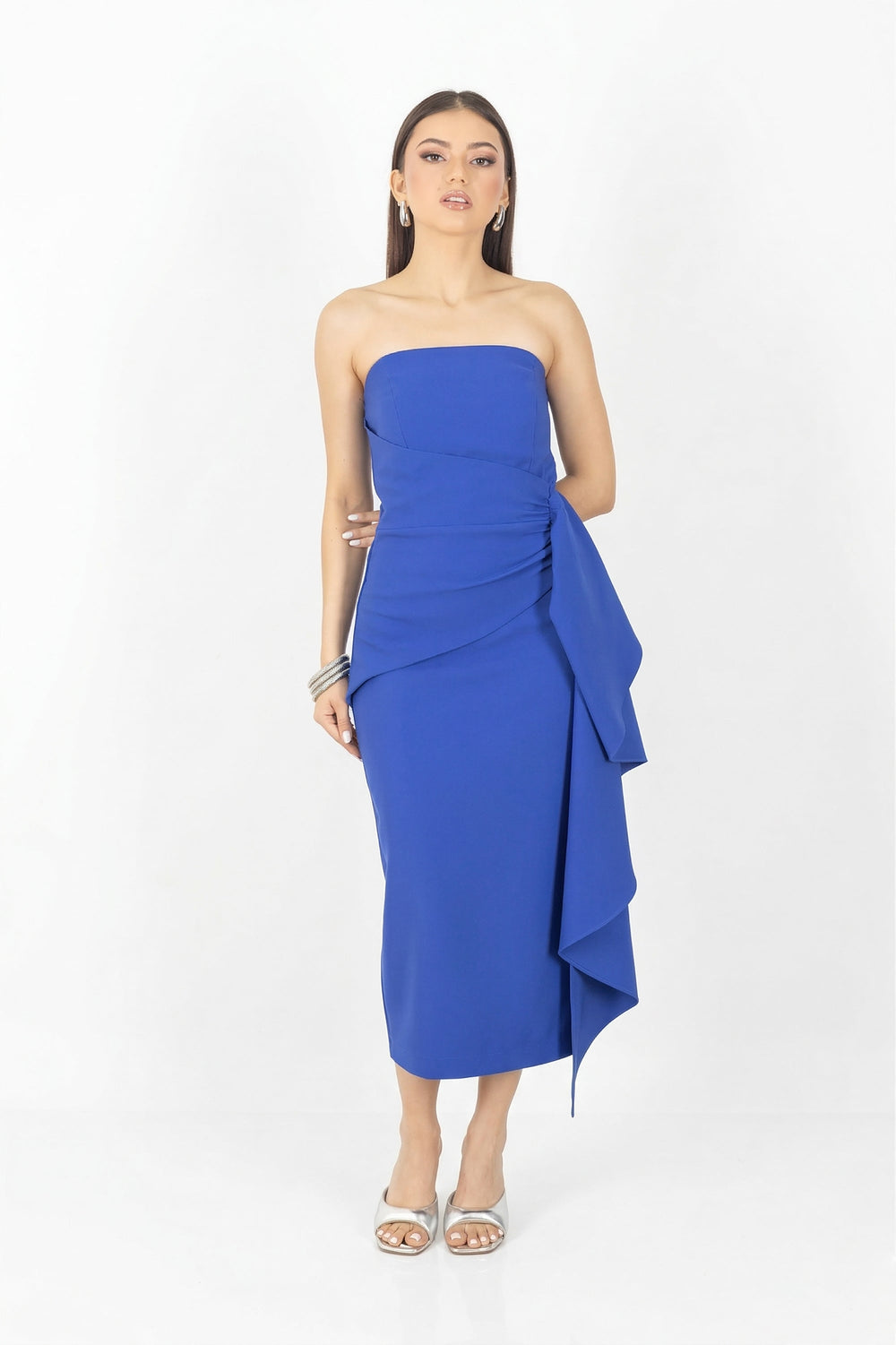 Ryleigh Strapless Midi Vestido - Reina Diaz